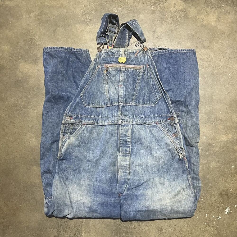 Vintage 40s The Big Favorite Sanforized Denim Overalls 38x29